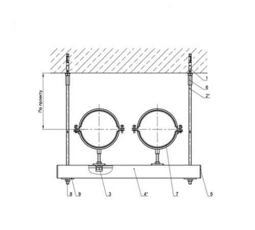 Крепления двух трубопроводов к перекрытию в Кобрине