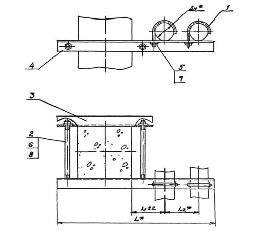 Крепления двух трубопроводов к колонне в Кобрине