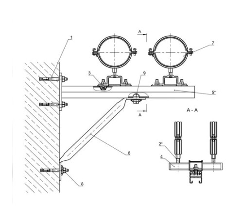 Крепления двух трубопроводов к стене в Кобрине